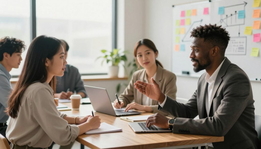 community management services|A lively scene of a diverse group of professionals in business attire