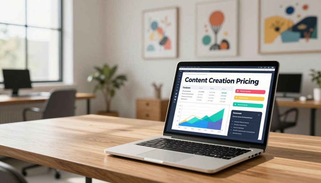 content creation pricing|A visually engaging scene illustrating "Navigating the Costs of Short Form Video Content." In the foreground