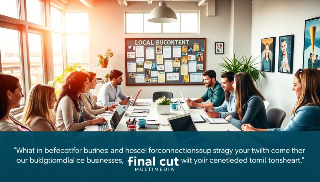 local business social media content monthly|A modern office space filled with natural light
