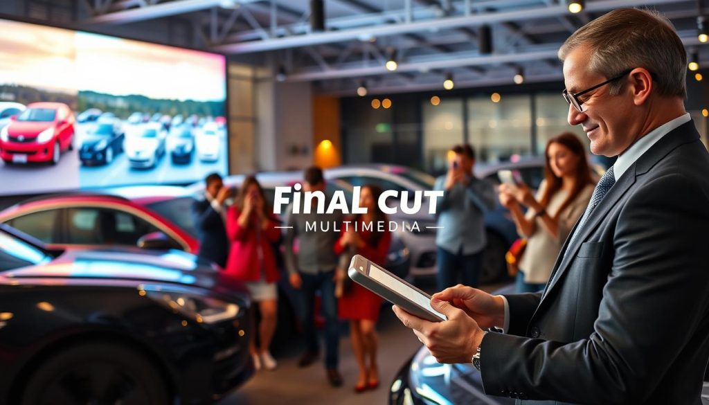 social media content for car dealerships|A vibrant and dynamic car dealership social media scene
