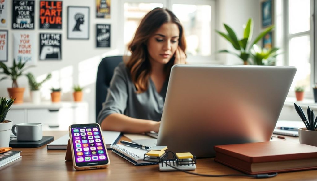 social media management for small business|A professional-looking small business office scene in Charlotte