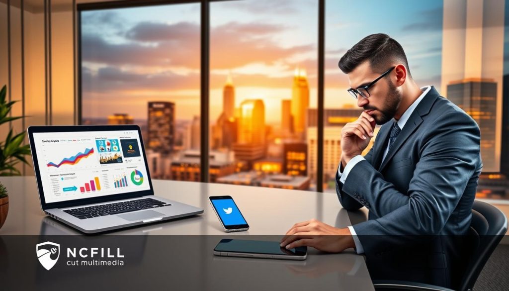 social media monthly retainer charlotte nc|A vibrant and professional illustration of social media management services