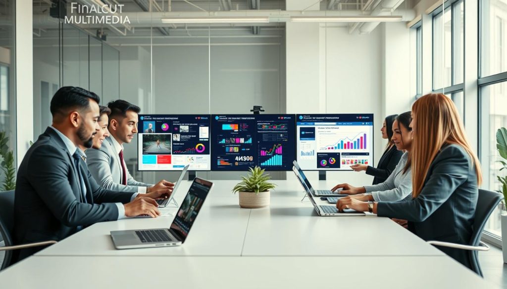 social media promotion services|A dynamic scene illustrating "moving beyond recycled posts" in social media promotion. In the foreground