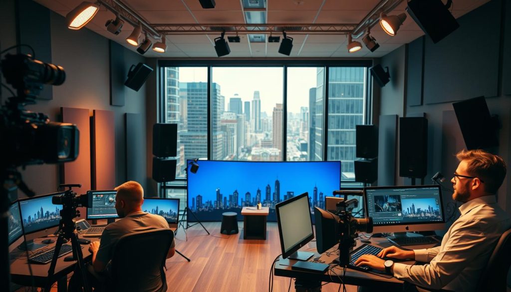 social media video production charlotte nc|A professional video production team in a modern Charlotte