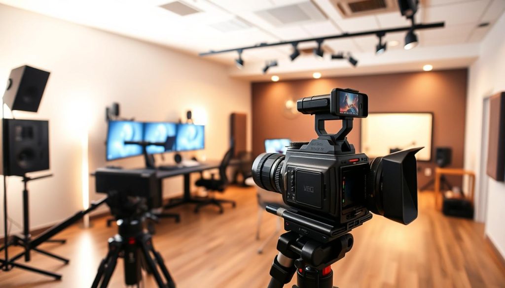 video production company charlotte nc|A sleek and modern video production studio