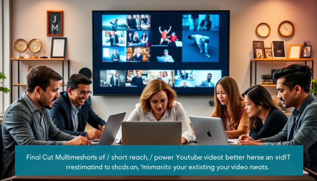 youtube short video services|A modern video editing workspace showcasing the essence of "Final Cut Multimedia." In the foreground